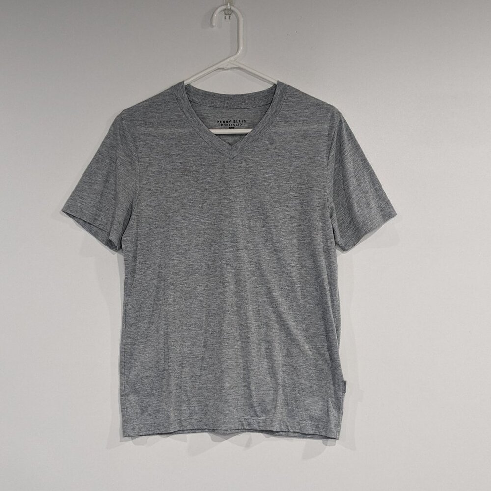 *3/$10* Perry Ellis V-Neck Tee Heathered Grey Size Small